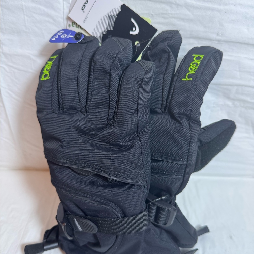 Head Black Gloves with Green Accents